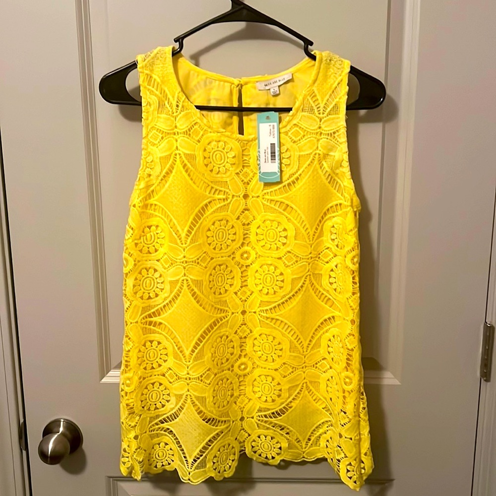 Yellow lace tank top